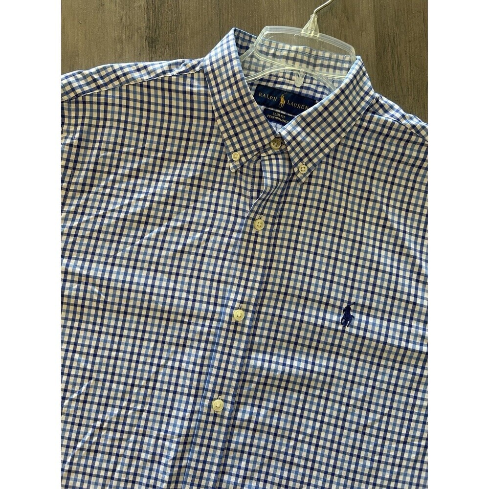 Ralph Lauren Shirt Men’s Medium Blue Gingham Classic Fit Button Down